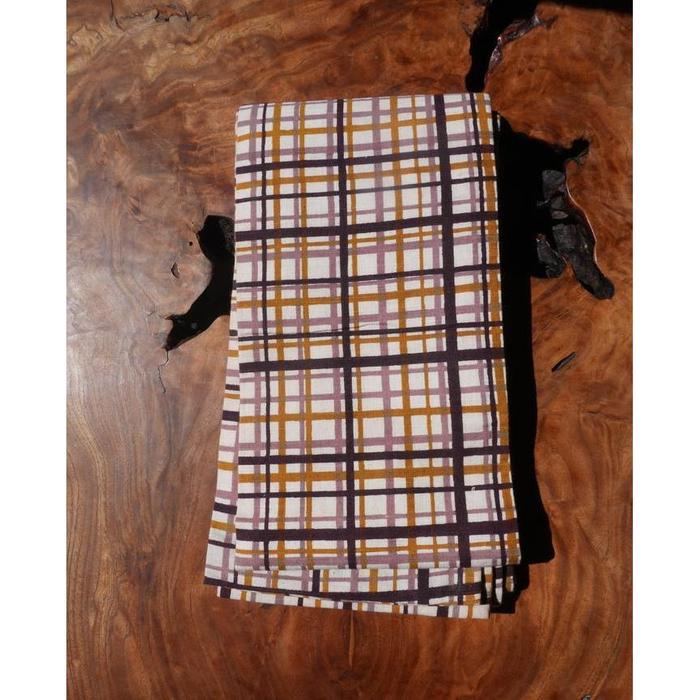 Vintage Japanese Cotton Obi – Checkered Pattern Hanhaba Obi