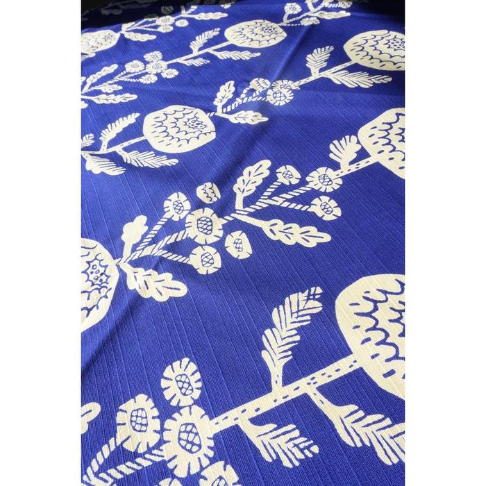 Vintage Japanese Cotton Furoshiki – Indigo Botanical Pattern