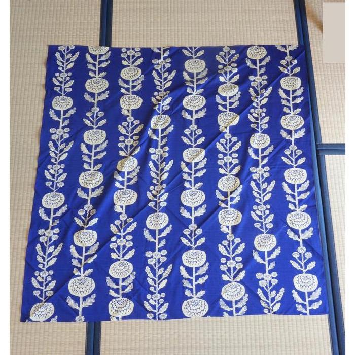 Vintage Japanese Cotton Furoshiki – Indigo Botanical Pattern