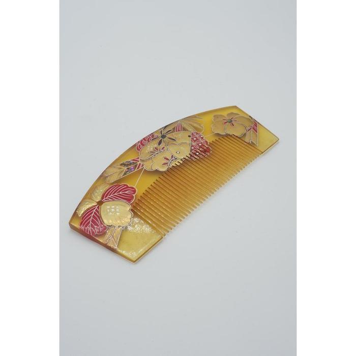 Vintage Japanese Kanzashi Comb – Yellow Floral Design