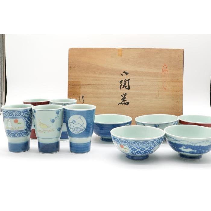 VINTAGE - Arita Ware Rice Bowl Set x5– Sometsuke Karakusa Porcelain