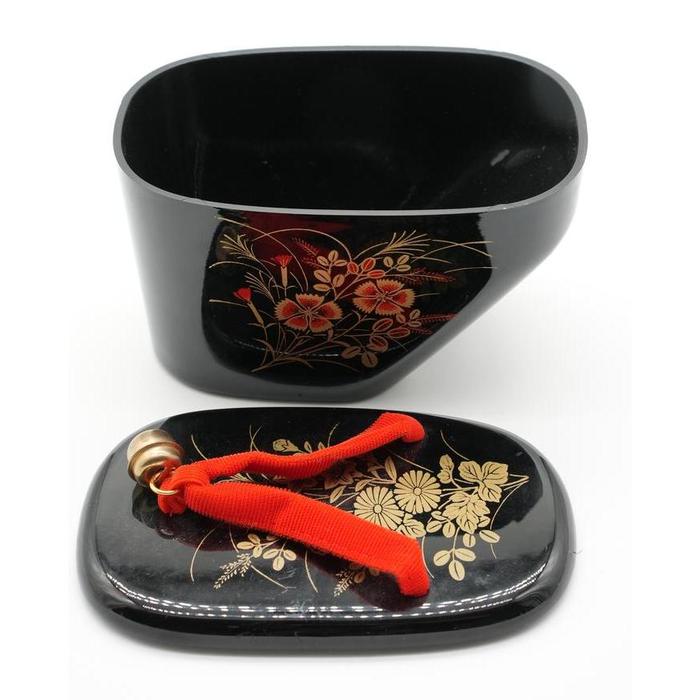 VINTAGE - Compact Mirror & Accessory Box – Autumn Grass Maki-e Style Okobo