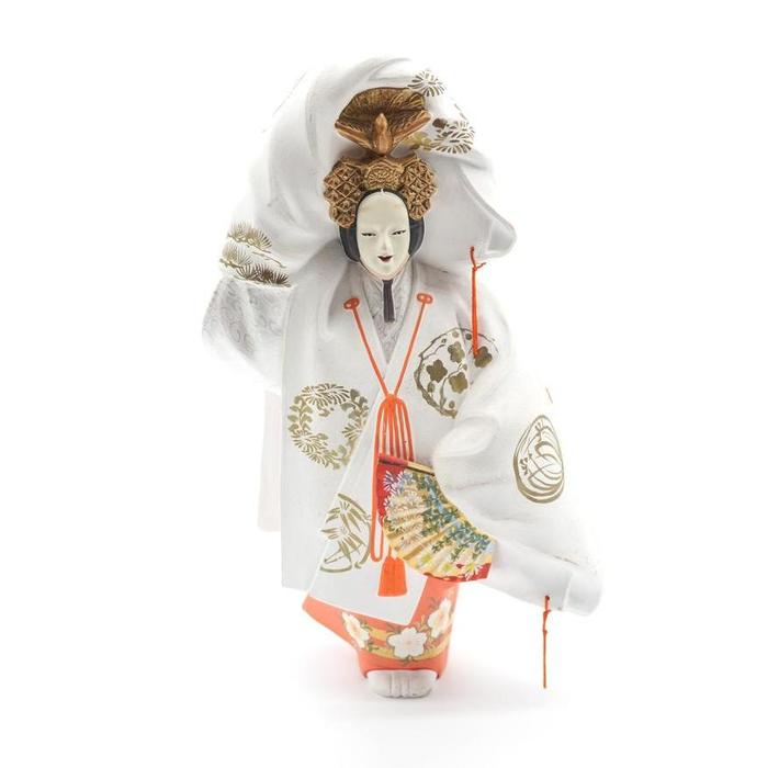 VINTAGE - Japanese Nihon Ningyo Ceremonial Doll – Traditional White Kimono Court Figure