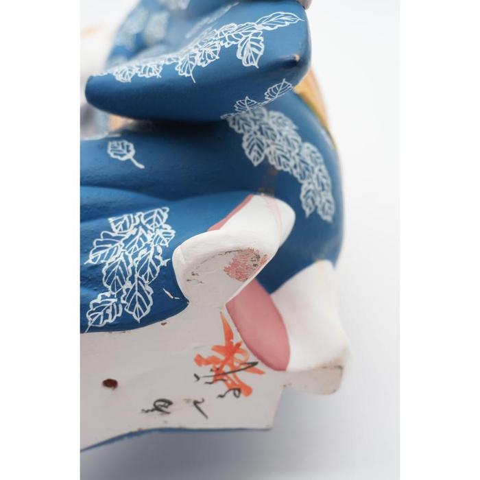 VINTAGE - Japanese Nihon Ningyo – Blue Kimono Lady Figurine with White Leaf Pattern
