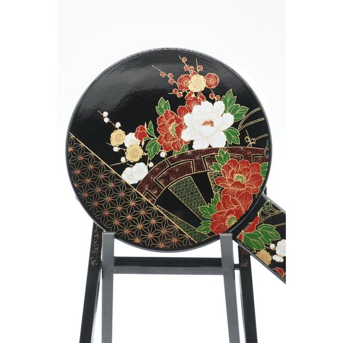 VINTAGE - Japanese Yamanaka Lacquerware Hand Mirror with Decorative Stand – Floral Makie Style Vanity Mirror