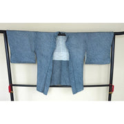 Vintage Haori – Blue Geometric Komon Pattern, Universal Size