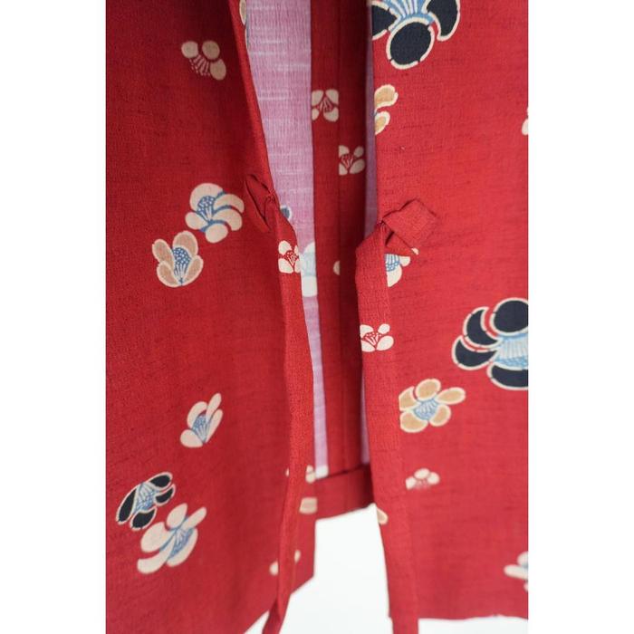 Vintage Haori - Red Floral Pattern, Universal Size