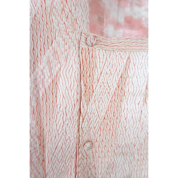 Vintage Japanese Ame Coat Haori with Matching Shawl – Pink Shibori Style Pattern, Universal Size