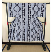 Vintage Men’s Yukata – Traditional Navy & White Geometric Pattern, For Height 145cm-155cm (maximum height for those who don't require an ohashori)