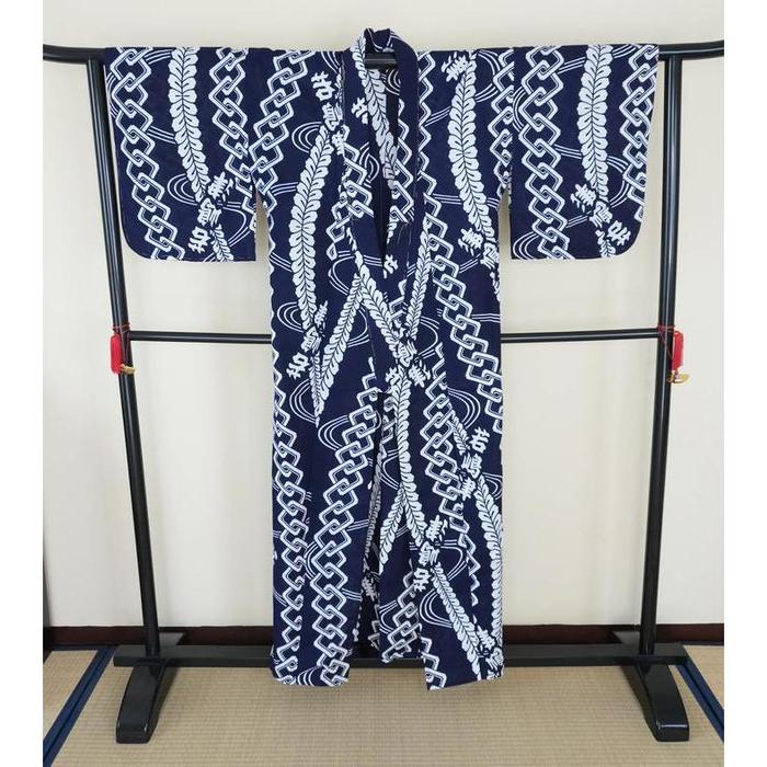 Vintage Men's Yukata – Traditional Festival Pattern, For Height 154cm-164cm (maximum height for those who don't require an ohashori)