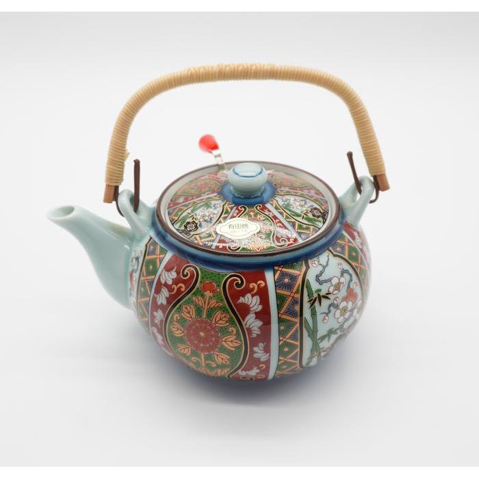 Vintage Japanese Arita-yaki Porcelain Teapot with Strainer – Floral Pattern