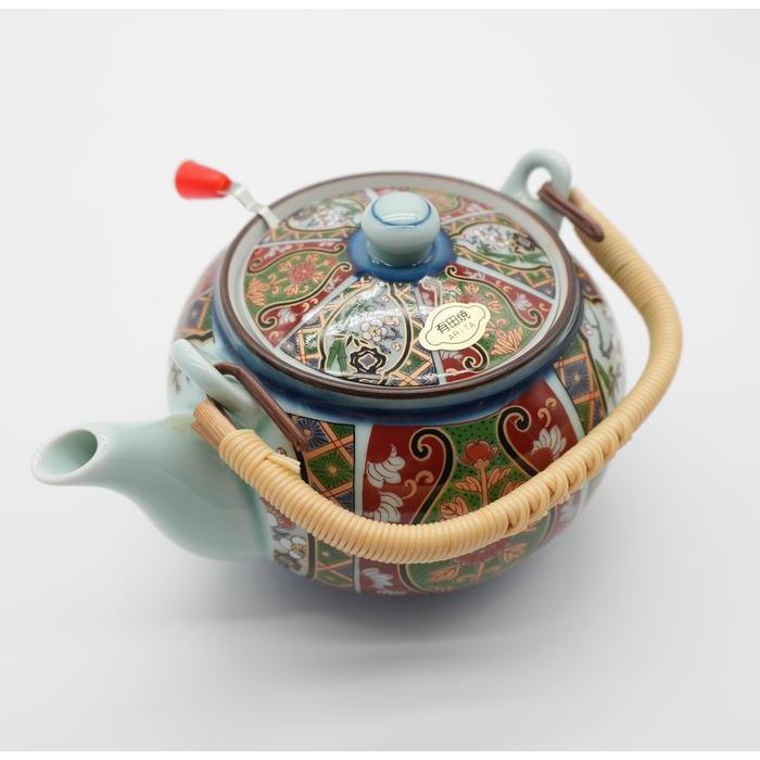 Vintage Japanese Arita-yaki Porcelain Teapot with Strainer – Floral Pattern