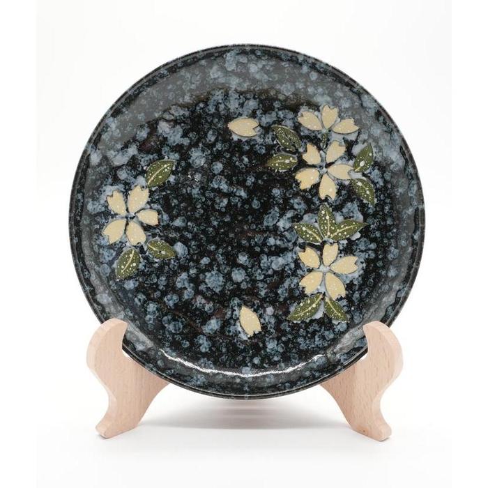 VINTAGE - Japanese Reactive-Glazed Porcelain Plate with Moriage and Ittchin-Style Floral Decoration