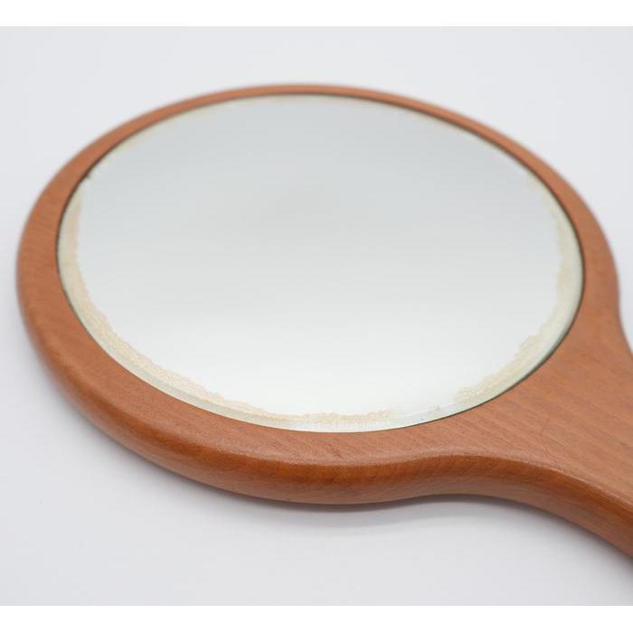 VINTAGE - Japanese Wooden Hand Mirror with Carved Floral Design