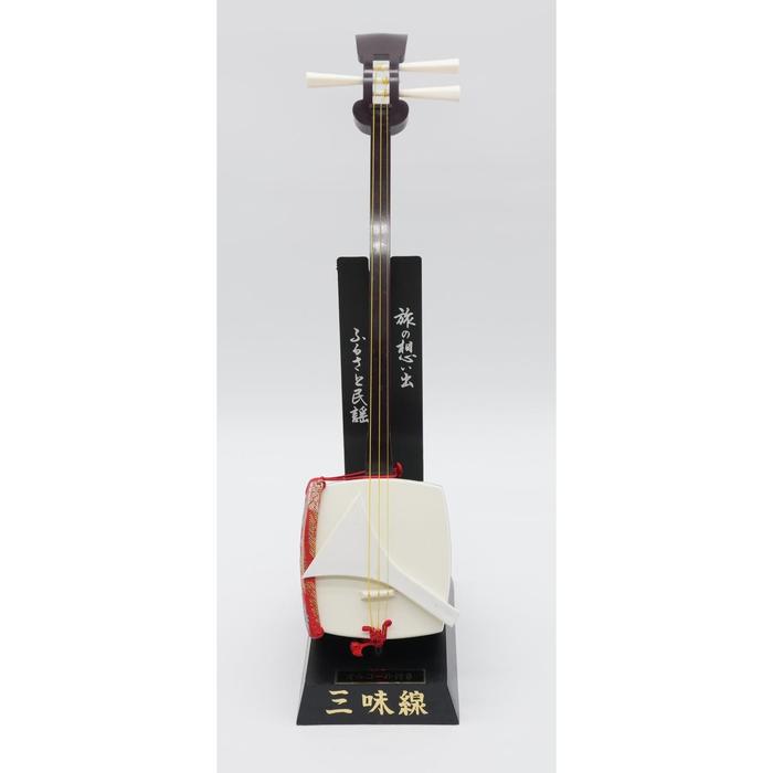 VINTAGE - Japanese Shamisen-Shaped Music Box with Stand and Original Box