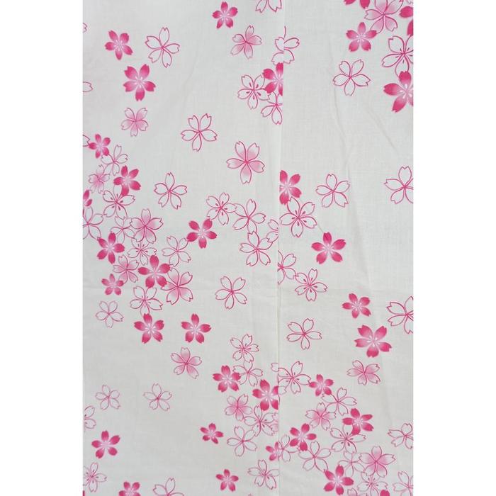 VINTAGE White Yukata with Pink Cherry Blossom Pattern, For Height 163-173cm (maximum height for those who don't require an ohashori)