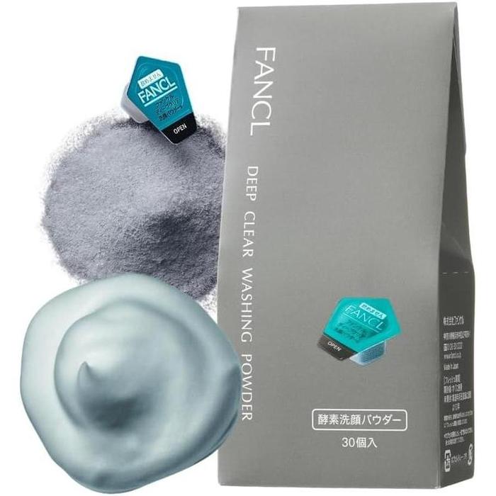 FANCL Deep Clear Washing Powder - Powder based on clay and activated carbon for cleansing pores, 30 capsules [Alcohol-free]