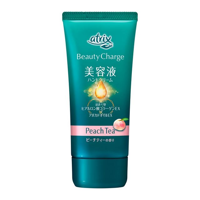 Atrix Beauty Charge Peach Tea Scent Hand Cream - Firming and Moisturizing Hand Cream with Hyaluronic Acid, Collagen, Avocado Oil, and Shea Butter for All Skin Types 80g [No Alcohol]