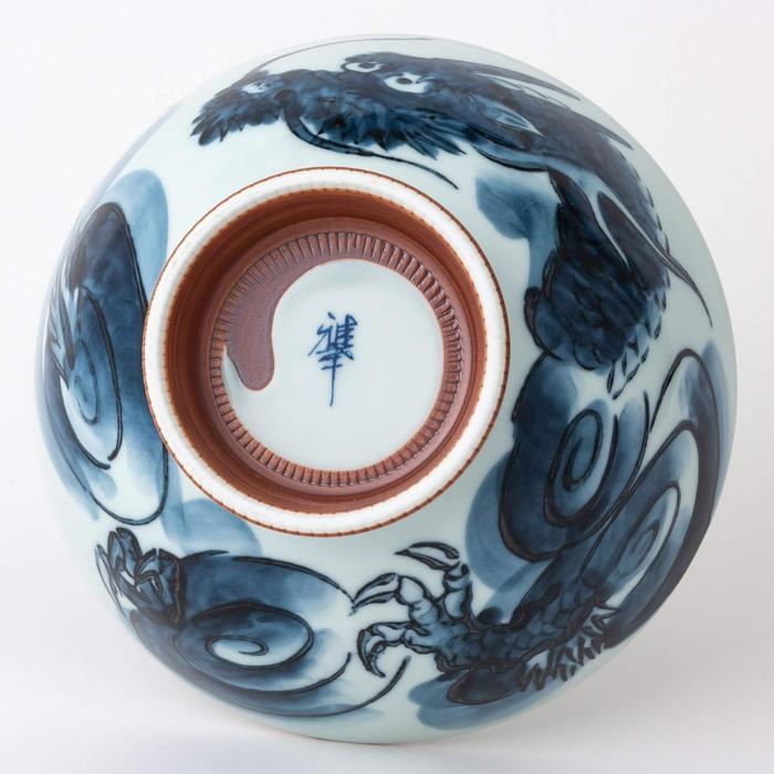 Hasami Ware Rice Bowl – Extra Large Dragon Motif