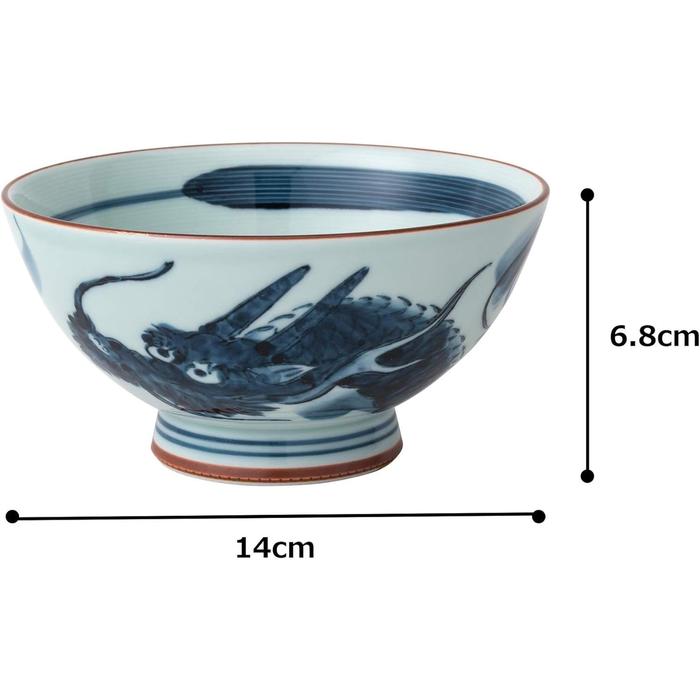 Hasami Ware Rice Bowl – Extra Large Dragon Motif