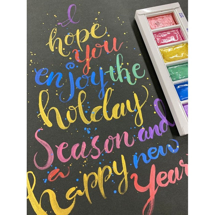 Kuretake Gansai Tambi GEM Colors Watercolor Set – 6 Metallic Colors