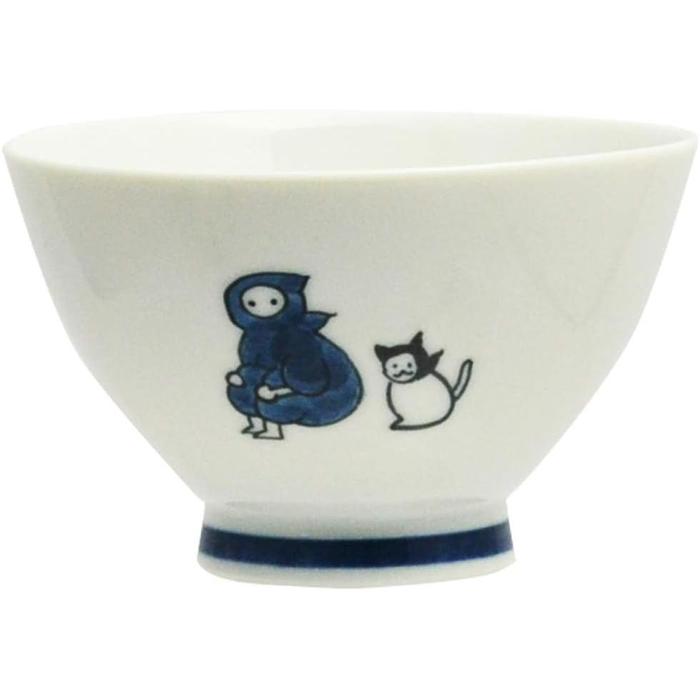 Ippinsha Japanese Rice Bowl – Ninja Motif,Mino Ware Ceramic