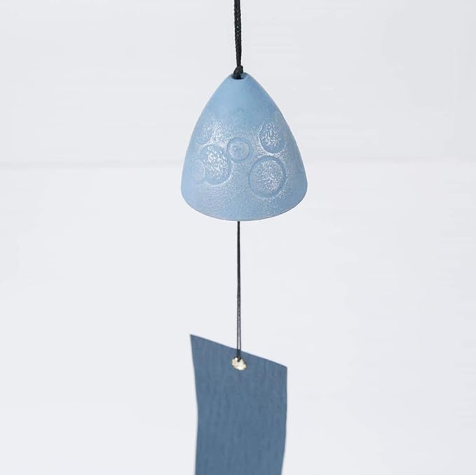 Iwachu Nambu Iron Wind Chime – “Bubbles” Silver/Sky Blue Φ5cm – Traditional Japanese Craftsmanship from Iwate