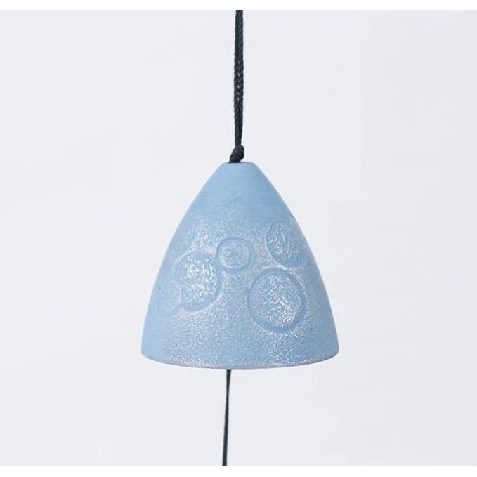 Iwachu Nambu Iron Wind Chime – “Bubbles” Silver/Sky Blue Φ5cm – Traditional Japanese Craftsmanship from Iwate