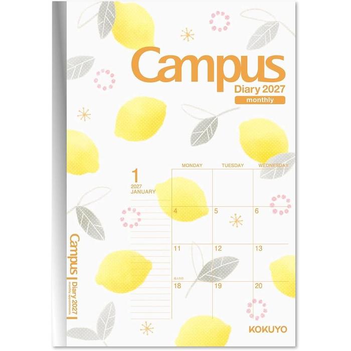 KOKUYO Campus Diary 2027 Monthly Block Planner – A5, Semi B5, A6, B6 | 3 Colors