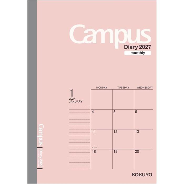 KOKUYO Campus Diary 2027 Monthly Block Planner – A5, Semi B5, A6, B6 | 3 Colors