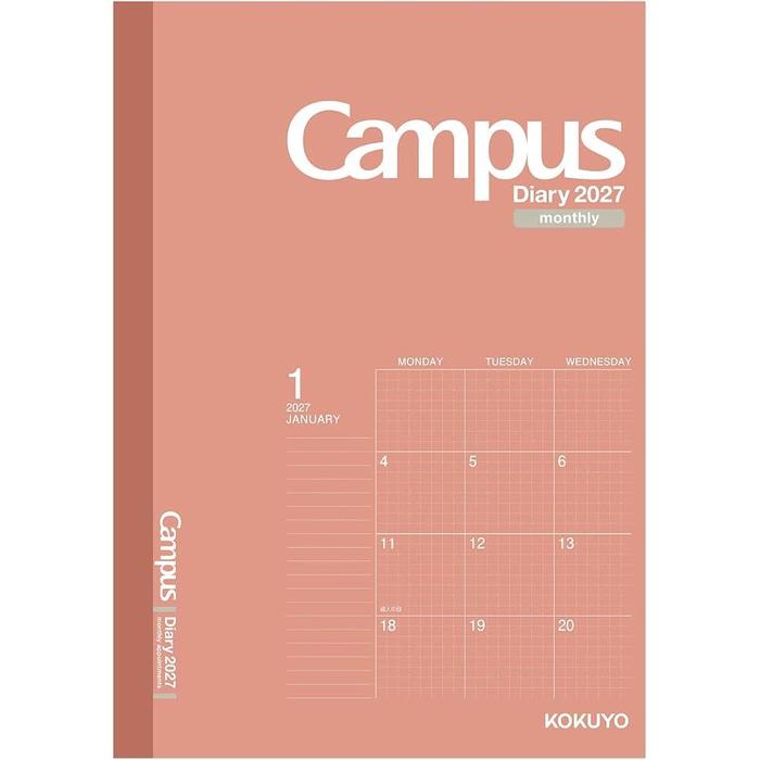 KOKUYO Campus Diary 2027 Monthly Grid Planner A5 | 3 Colors