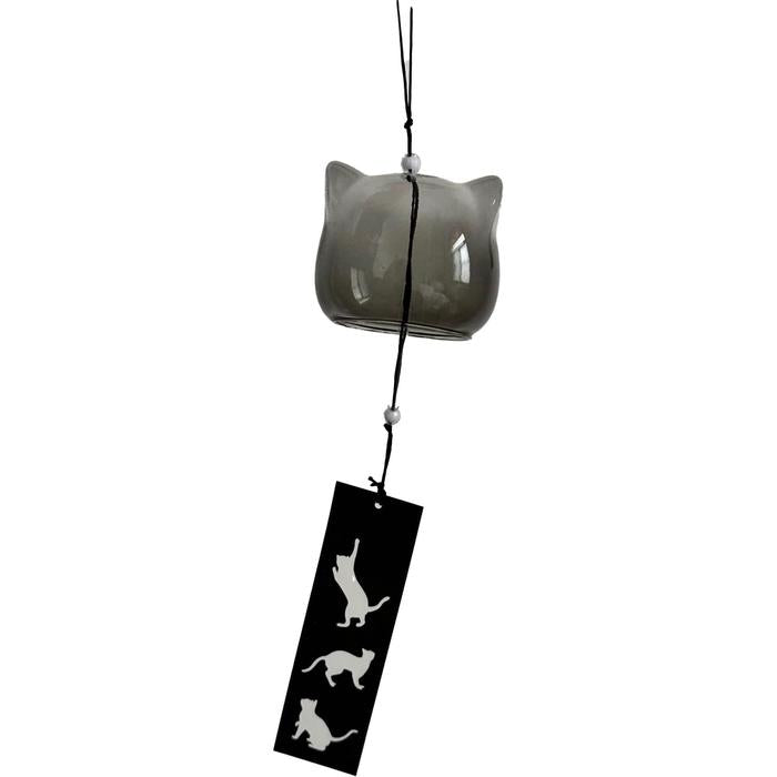Kichicho Fuurin Cat Glass Wind Chime – Grey Cat Design
