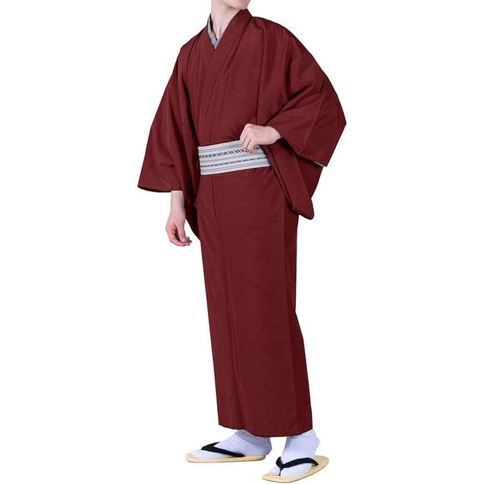 Kyoetsu Men’s Kimono – Pongee Fabric, Japanese Traditional Wear (Available in 3 colors)
