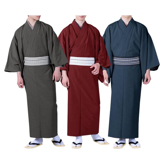 Kyoetsu Men’s Kimono – Pongee Fabric, Japanese Traditional Wear (Available in 3 colors)