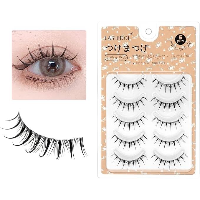LASHIDOL Handmade Natural False Eyelashes – Thin Transparent Axis for Subtle, Beautiful Eye Corners