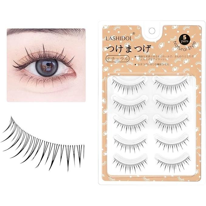 LASHIDOL Handmade Natural False Eyelashes – Thin Transparent Axis for Subtle, Beautiful Eye Corners