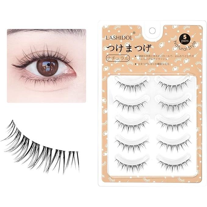 LASHIDOL Handmade Natural False Eyelashes – Thin Transparent Axis for Subtle, Beautiful Eye Corners