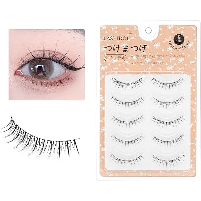 LASHIDOL Handmade Natural False Eyelashes – Thin Transparent Axis for Subtle, Beautiful Eye Corners
