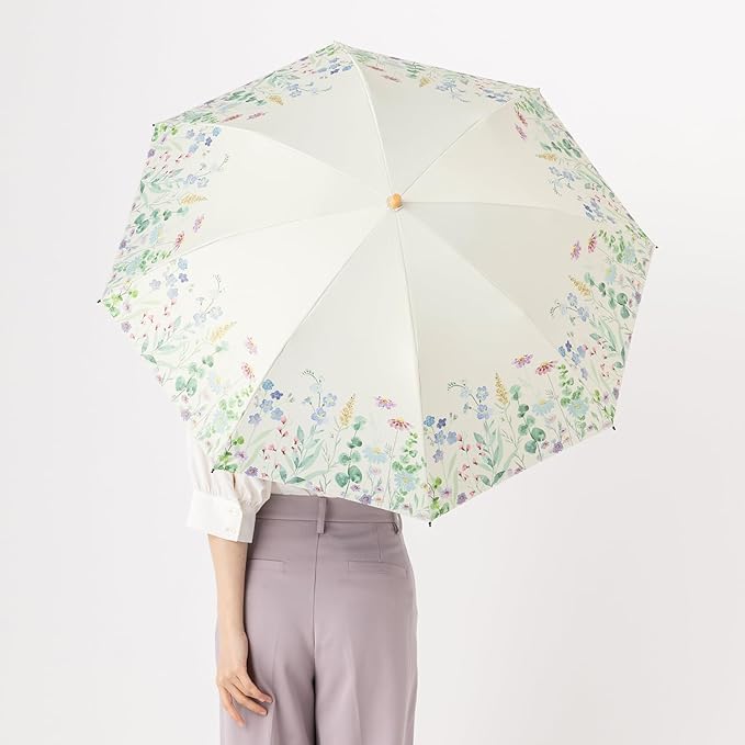 LIEBEN Folding Parasol – Cool Plus UV Thermal Shielding, Women's Umbrella, Botanical pattern