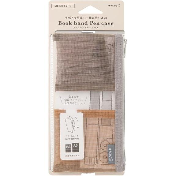 MIDORI Book Band Pen Case Mesh – B6 to A5, 4 Colors