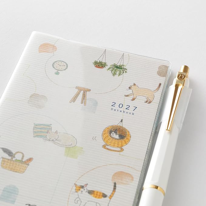 MIDORI Pocket Diary 2027 Cat Pattern – A6 / B6 / Slim / Mini