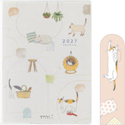 MIDORI Pocket Diary 2027 Cat Pattern – A6 / B6 / Slim / Mini