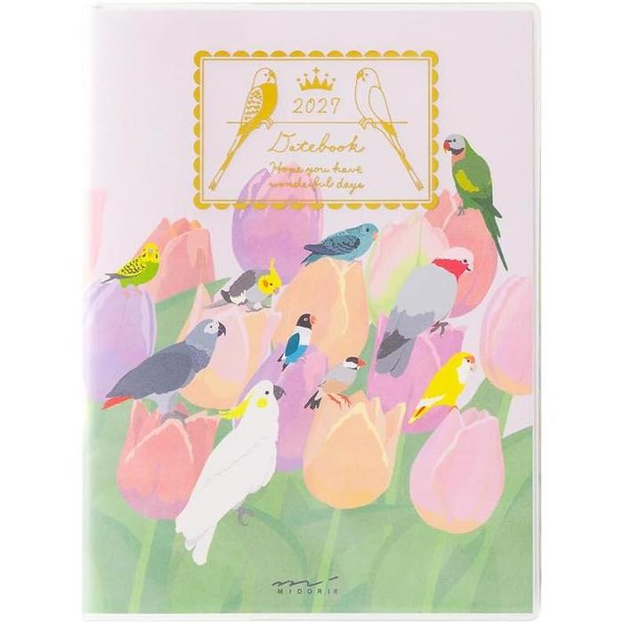 MIDORI Pocket Diary 2027 – Dog / Country Time Floral / Bird Pattern, A6 & B6