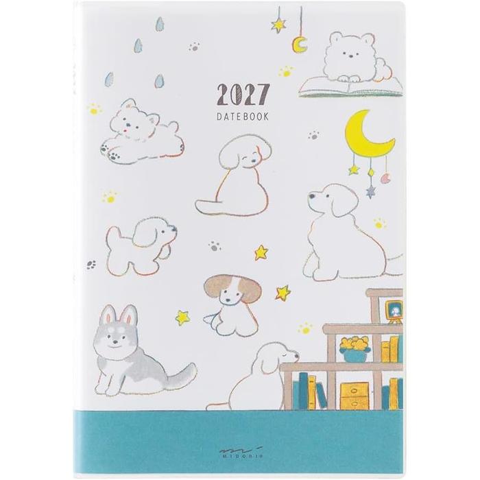 MIDORI Pocket Diary 2027 – Dog / Country Time Floral / Bird Pattern, A6 & B6