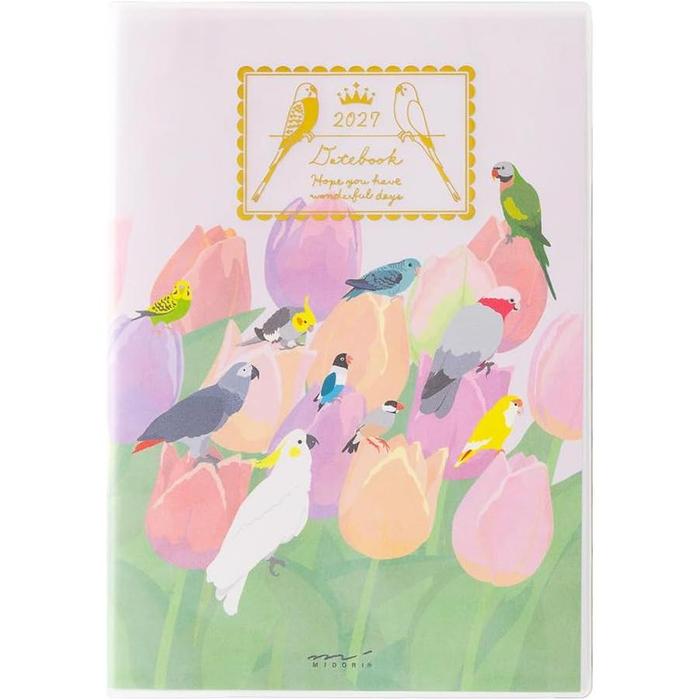 MIDORI Pocket Diary 2027 – Dog / Country Time Floral / Bird Pattern, A6 & B6