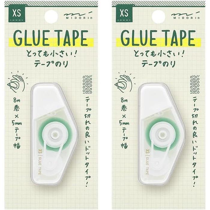 MIDORI XS Glue Tape – Compact Dot Adhesive Tape | Set of 2, 2 Colors