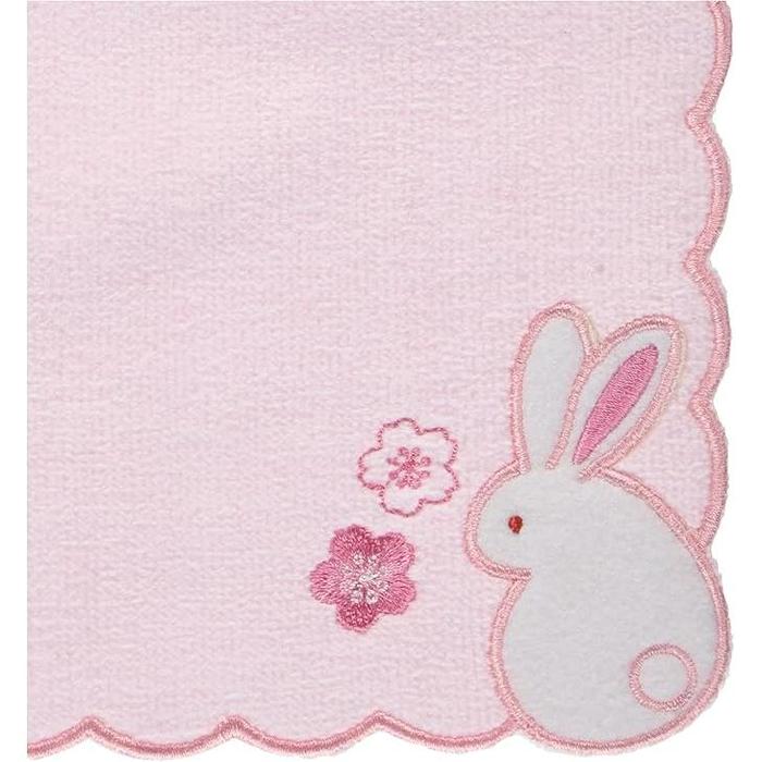 Maruzen Mini Towel – Fluffy Rabbit with Sakura, Soft Cotton 25×25cm