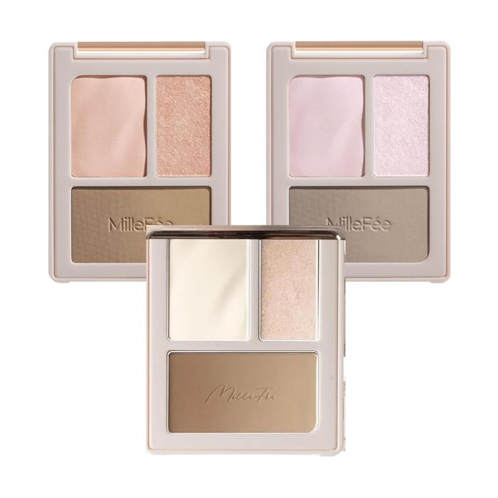 MilleFée Cheat Face Contour Palette – 3-in-1 Highlight & Shading [Alcohol-free]