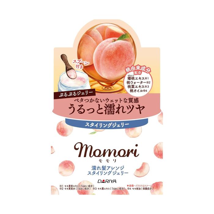 Momori Moisture Wet Styling Jelly – Glossy Peach Hair Gel for Dry Hair – 100g［Alcohol-free]