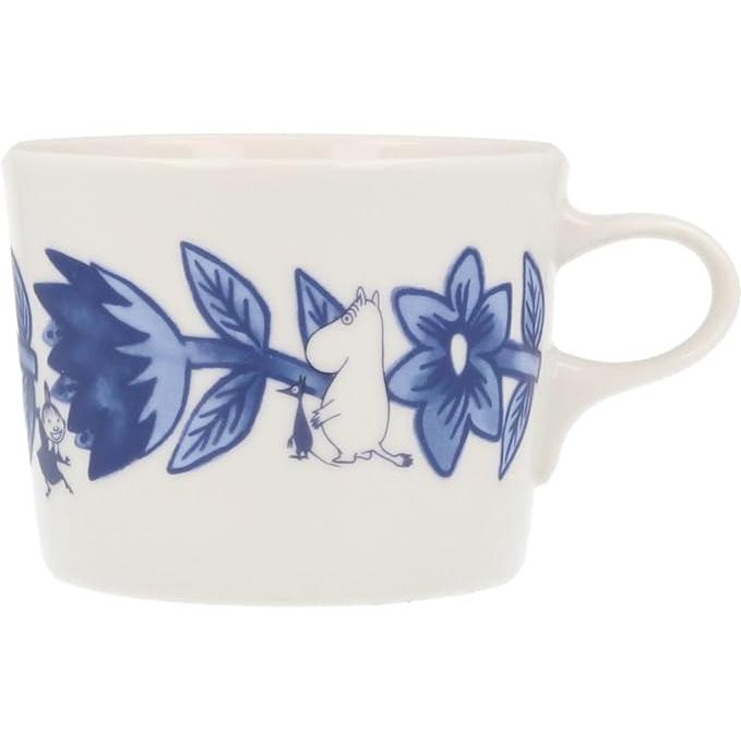 Moomin Blue Flora Ceramic Mug 260 ml – Flower Design | Yamaka Japan (Microwave & Dishwasher Safe)